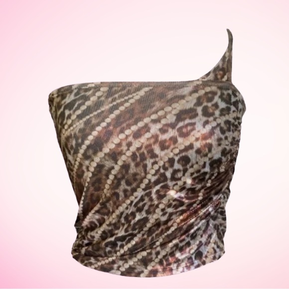 QUEEN MANIA iridescent cheetah Y2K crop top - Picture 1 of 2